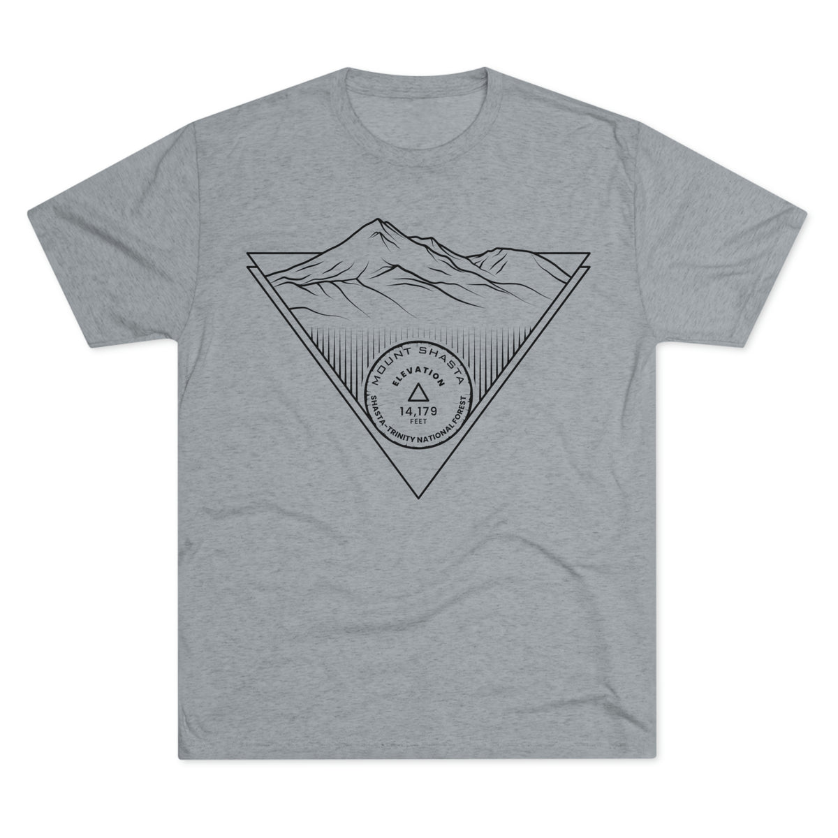 Mount Shasta Peak Minimalist Line Art CA 14er Unisex Tri-Blend Crew Tee T Shirt