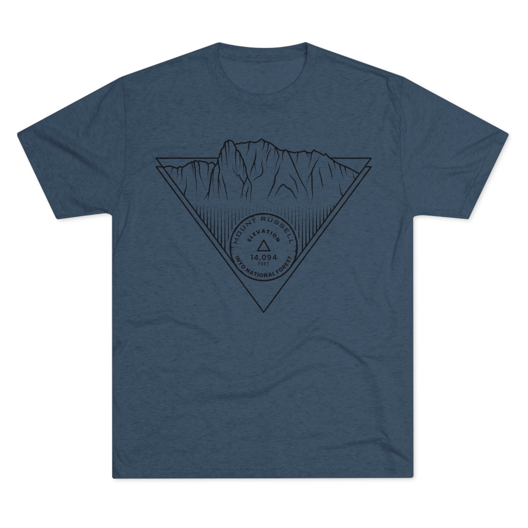 Mount Russell Peak Minimalist Line Art CA 14er Unisex Tri-Blend Crew Tee T Shirt