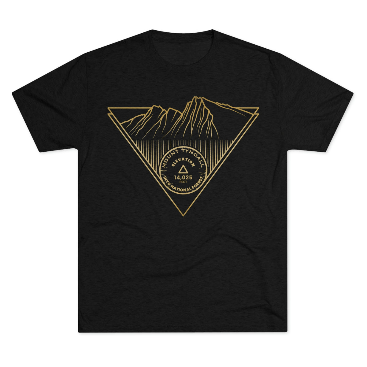 Mount Tyndall Peak Minimalist Line Art CA 14er Unisex Tri-Blend Crew Tee T Shirt