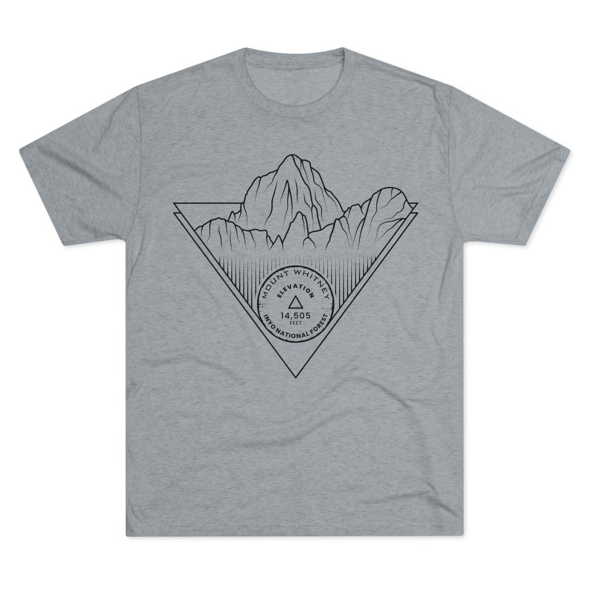 Mount Whitney Peak Minimalist Line Art CA 14er Unisex Tri-Blend Crew Tee T Shirt