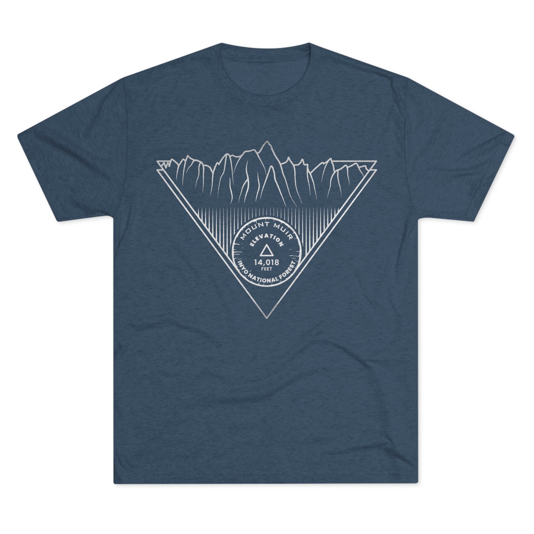 Mount Muir Peak Minimalist Line Art CA 14er Unisex Tri-Blend Crew Tee T Shirt