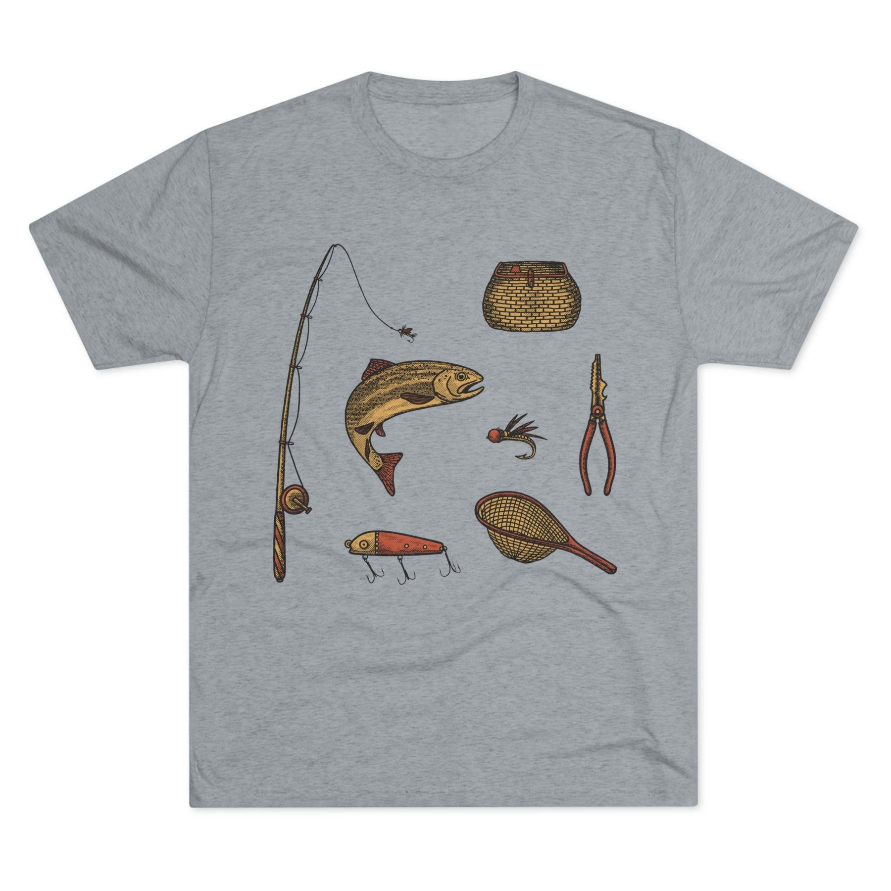Fly Fishing Essentials Kit Unisex Tri-Blend Crew T-Shirt Tee