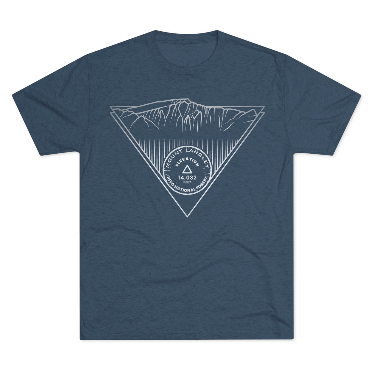 Mount Langley Peak Minimalist Line Art CA 14er Unisex Tri-Blend Crew Tee T Shirt TEMPLATE