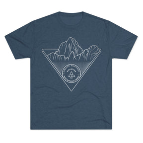 Mount Whitney Peak Minimalist Line Art CA 14er Unisex Tri-Blend Crew Tee T Shirt Silver Indigo