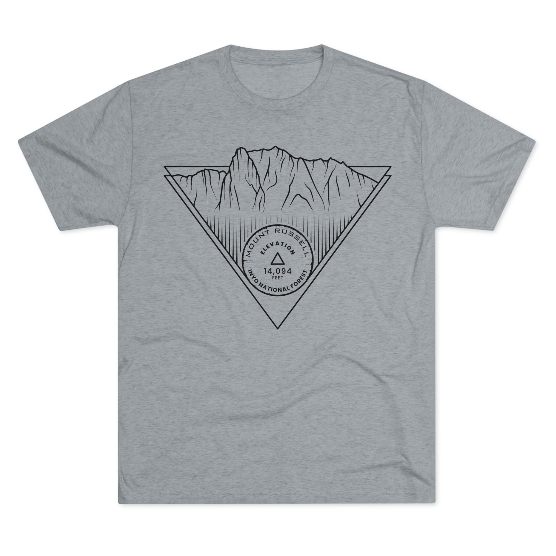 Mount Russell Peak Minimalist Line Art CA 14er Unisex Tri-Blend Crew Tee T Shirt