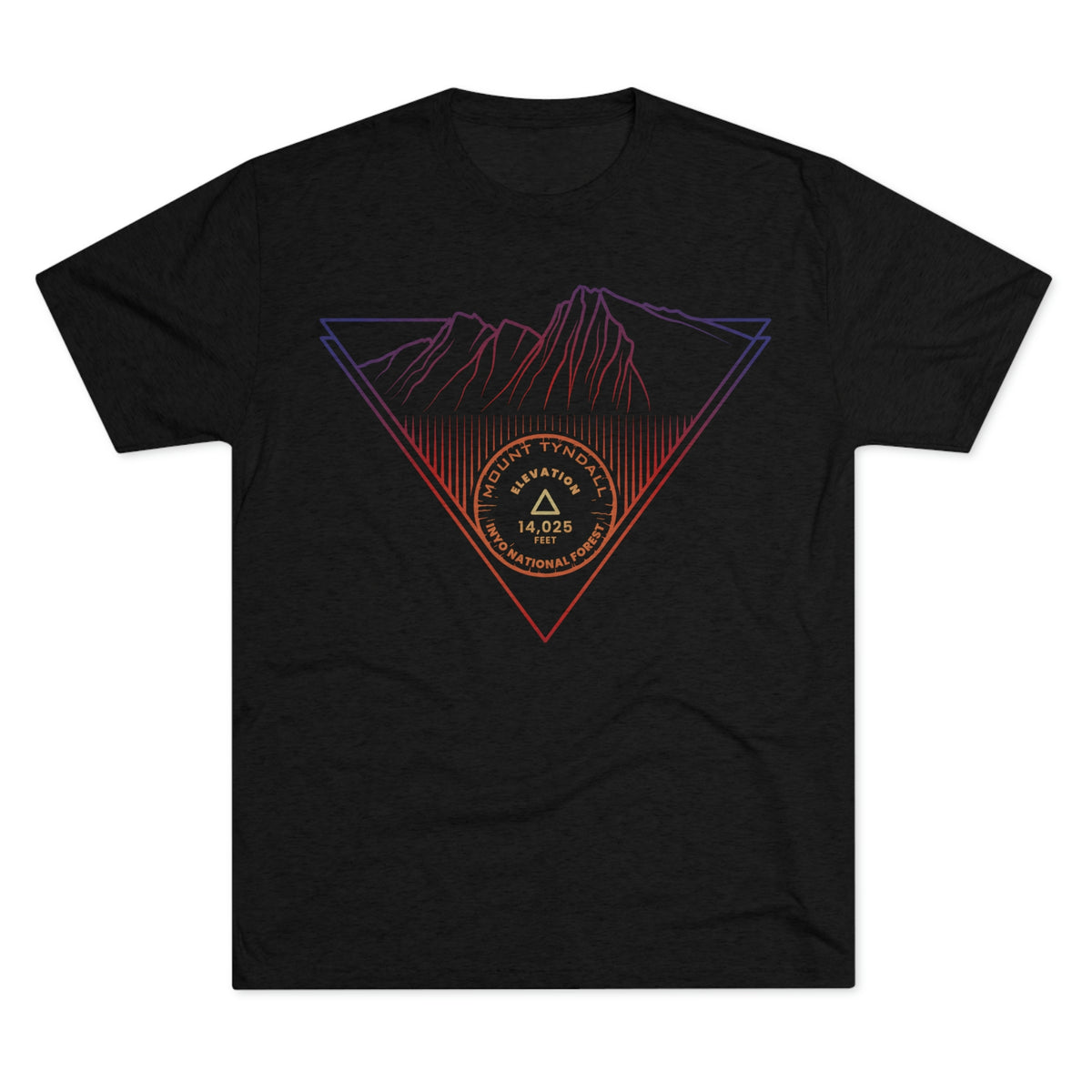 Mount Tyndall Peak Minimalist Line Art CA 14er Unisex Tri-Blend Crew Tee T Shirt