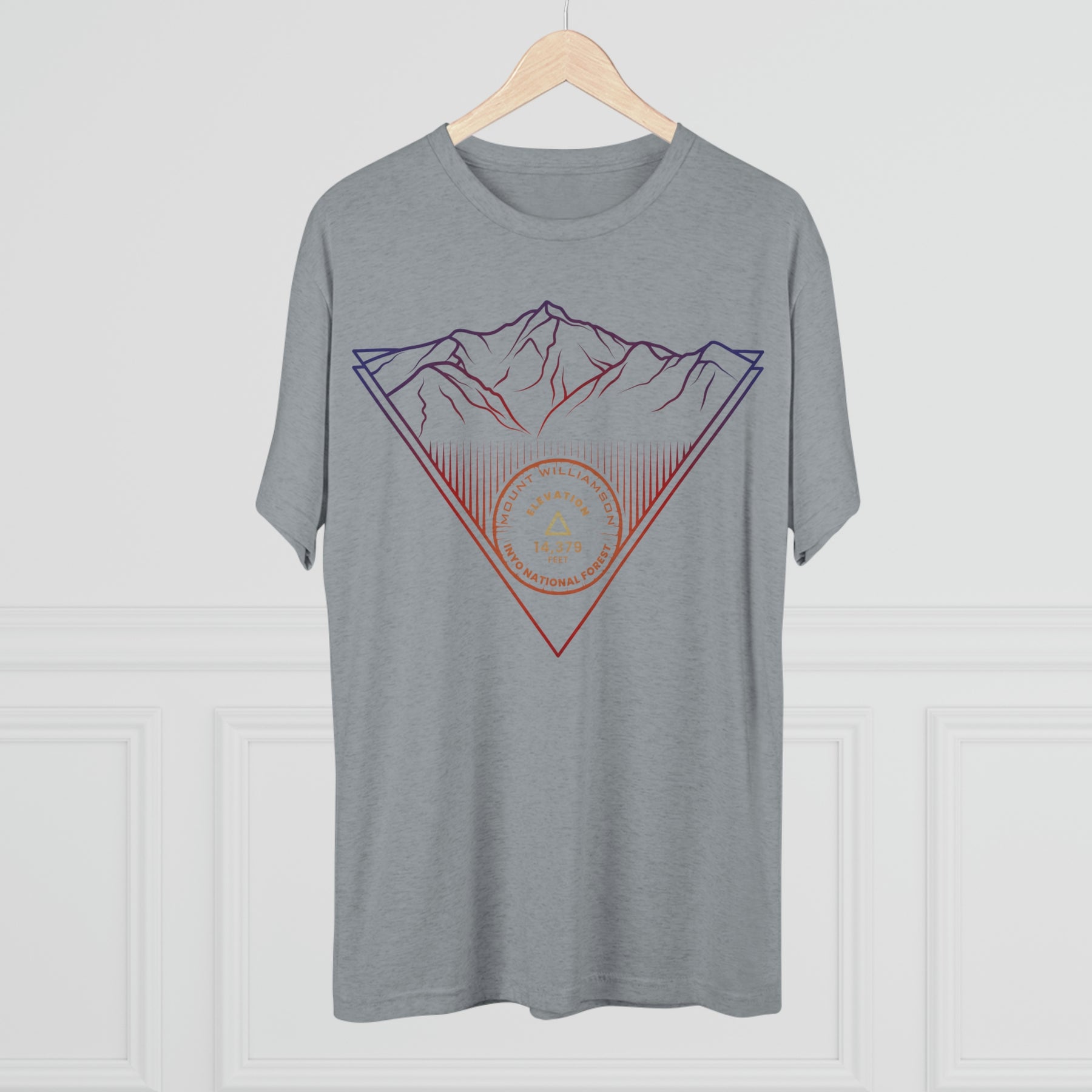 Mount Williamson Peak Minimalist Line Art CA 14er Unisex Tri-Blend Crew Tee T Shirt