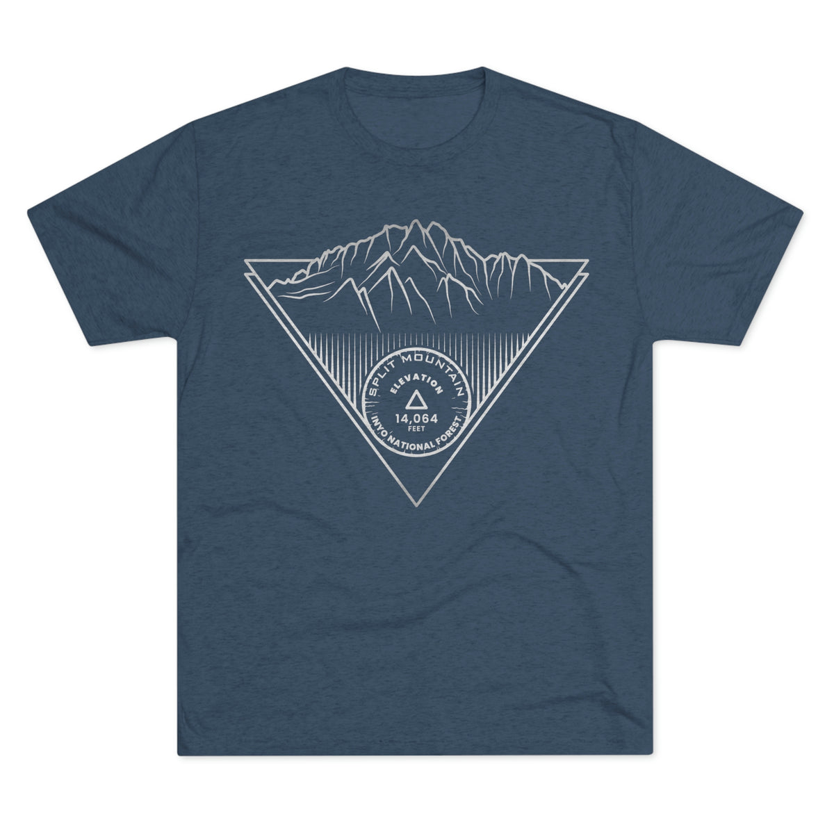 Split Mountain Peak Minimalist Line Art CA 14er Unisex Tri-Blend Crew Tee T Shirt