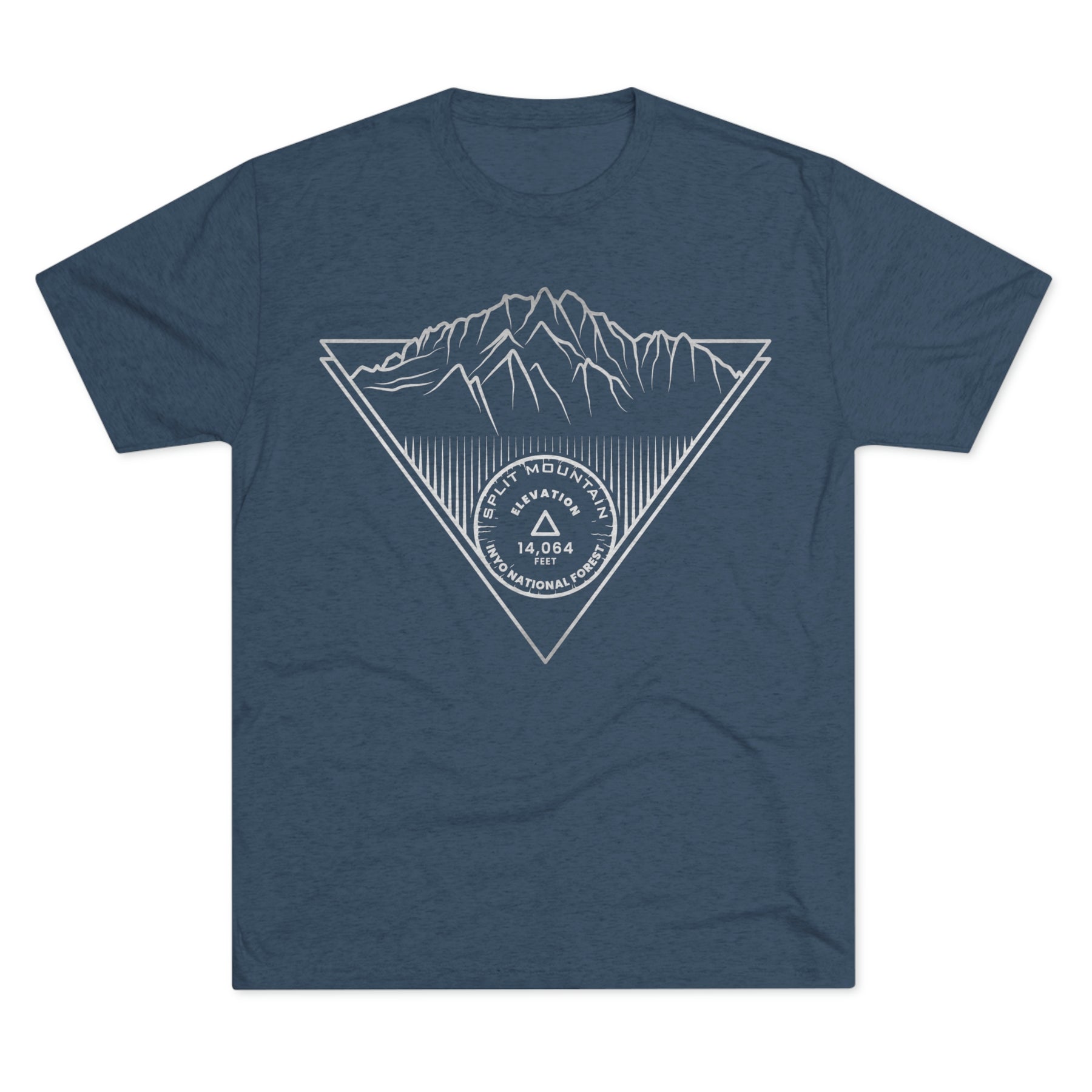 Split Mountain Peak Minimalist Line Art CA 14er Unisex Tri-Blend Crew Tee T Shirt