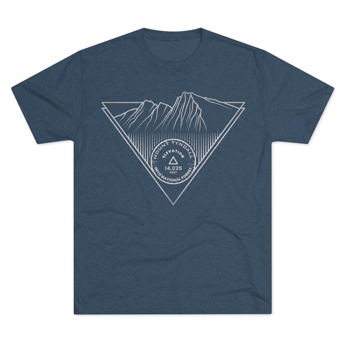 Mount Tyndall Peak Minimalist Line Art CA 14er Unisex Tri-Blend Crew Tee T Shirt