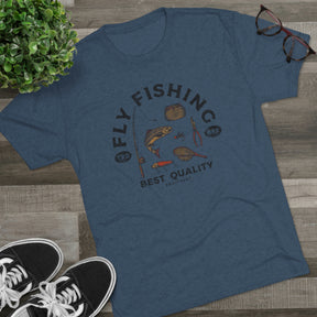 Vintage Fly Fishing Gear Retro Unisex Tri-Blend Crew Tee T shirt