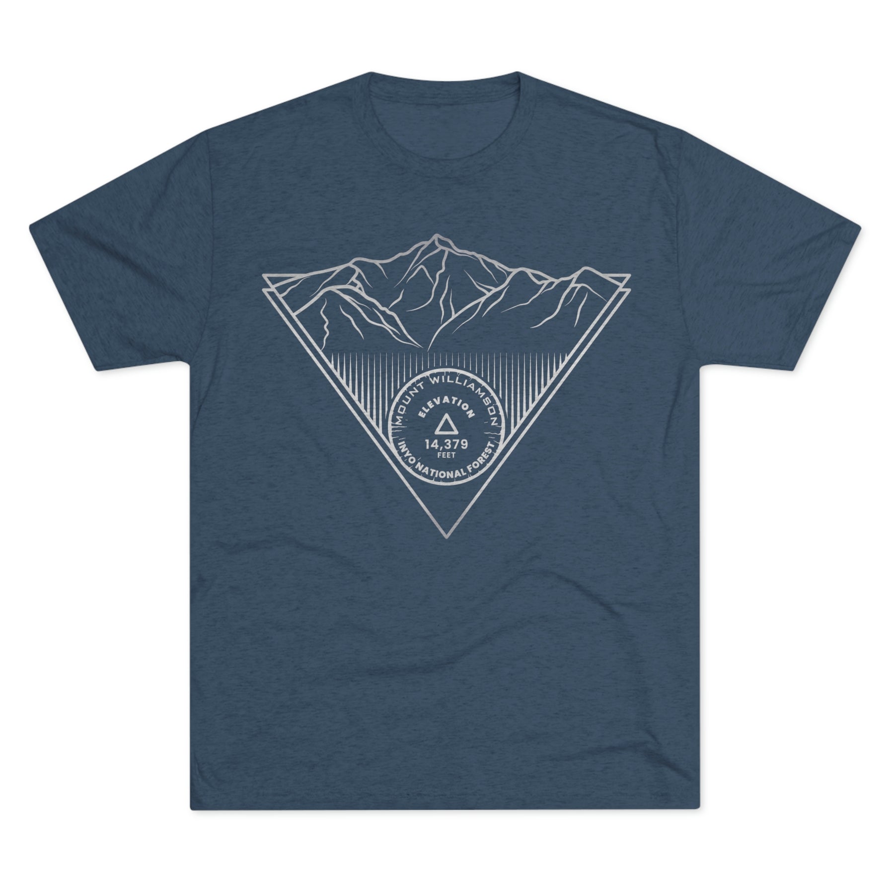 Mount Williamson Peak Minimalist Line Art CA 14er Unisex Tri-Blend Crew Tee T Shirt