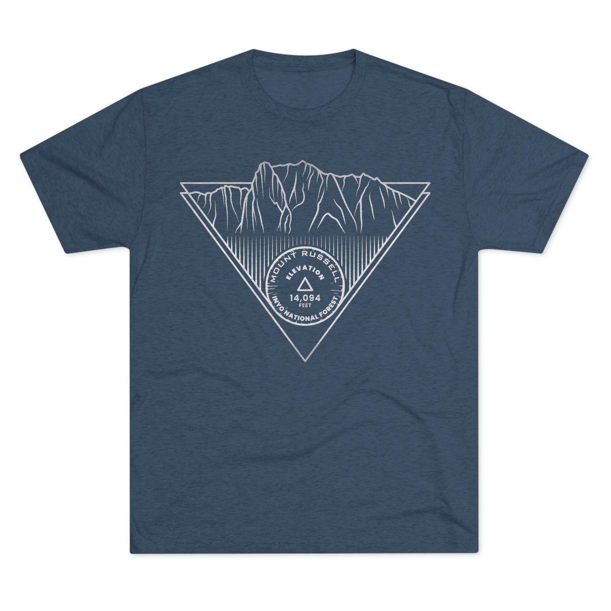 Mount Russell Peak Minimalist Line Art CA 14er Unisex Tri-Blend Crew Tee T Shirt