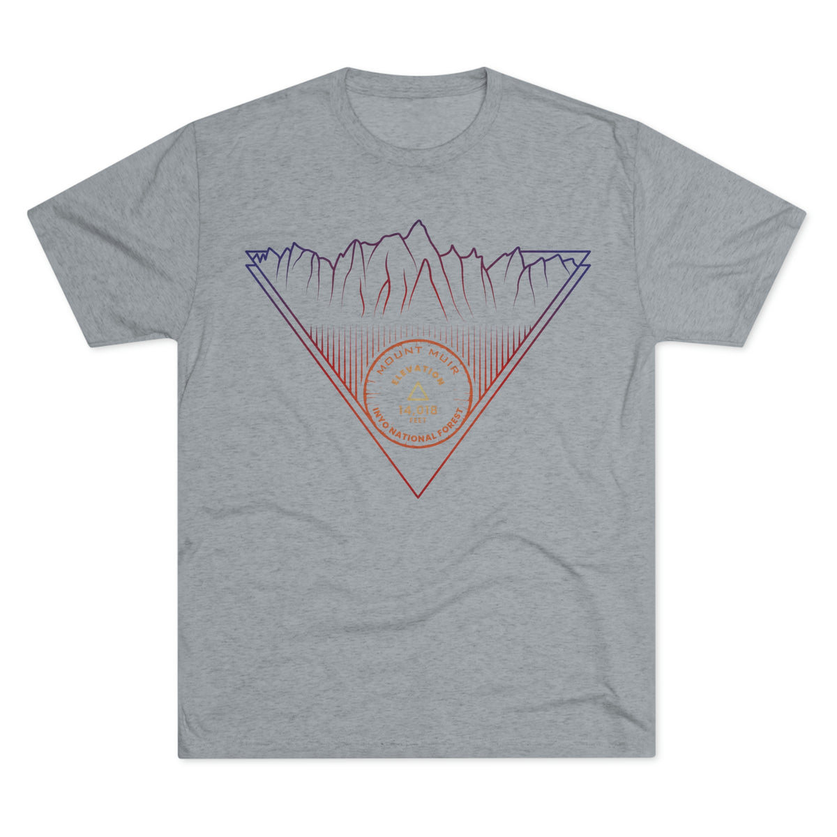 Mount Muir Peak Minimalist Line Art CA 14er Unisex Tri-Blend Crew Tee T Shirt