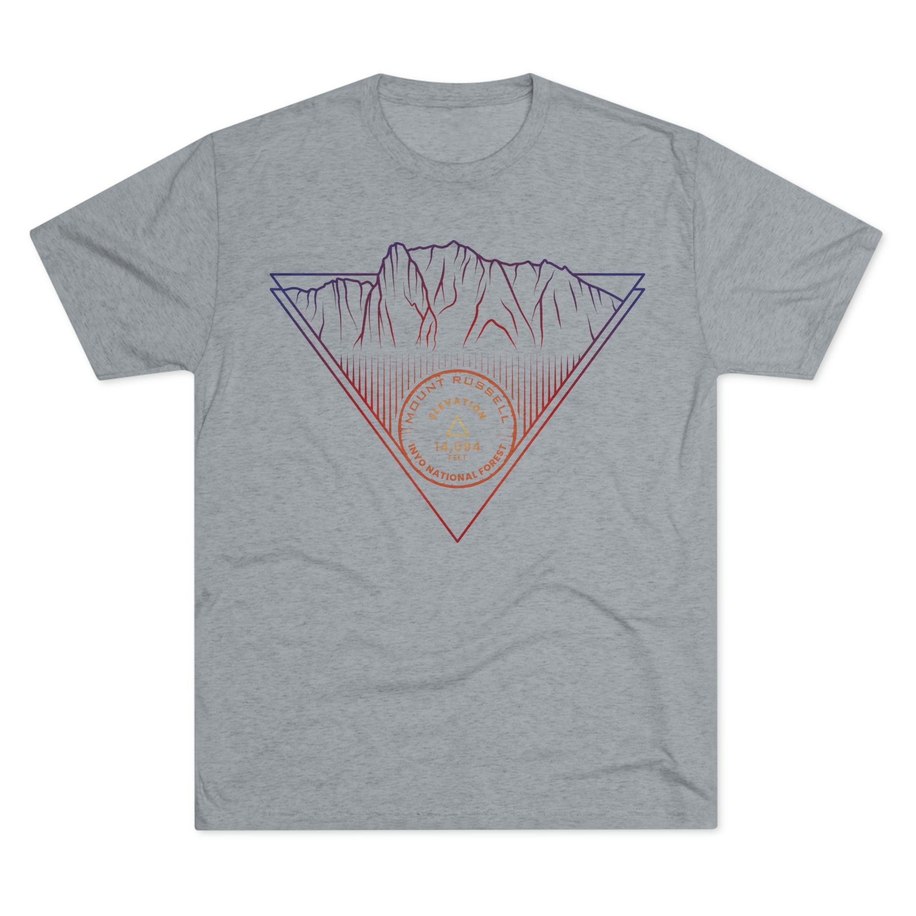 Mount Russell Peak Minimalist Line Art CA 14er Unisex Tri-Blend Crew Tee T Shirt