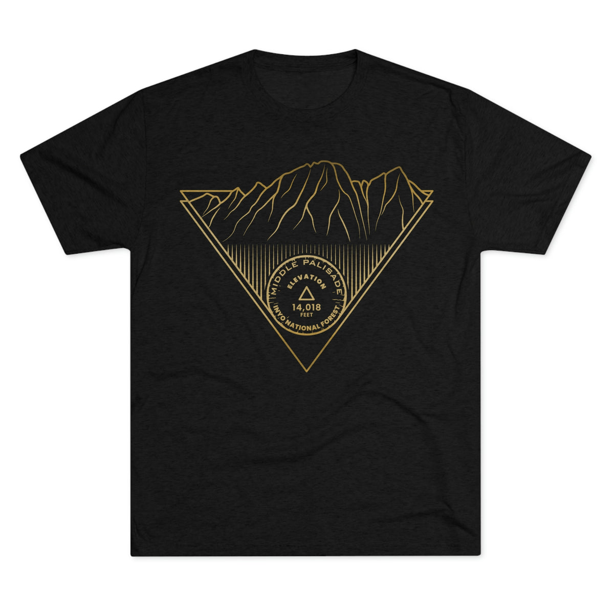 Middle Palisade Peak Minimalist Line Art CA 14er Unisex Tri-Blend Crew Tee T Shirt