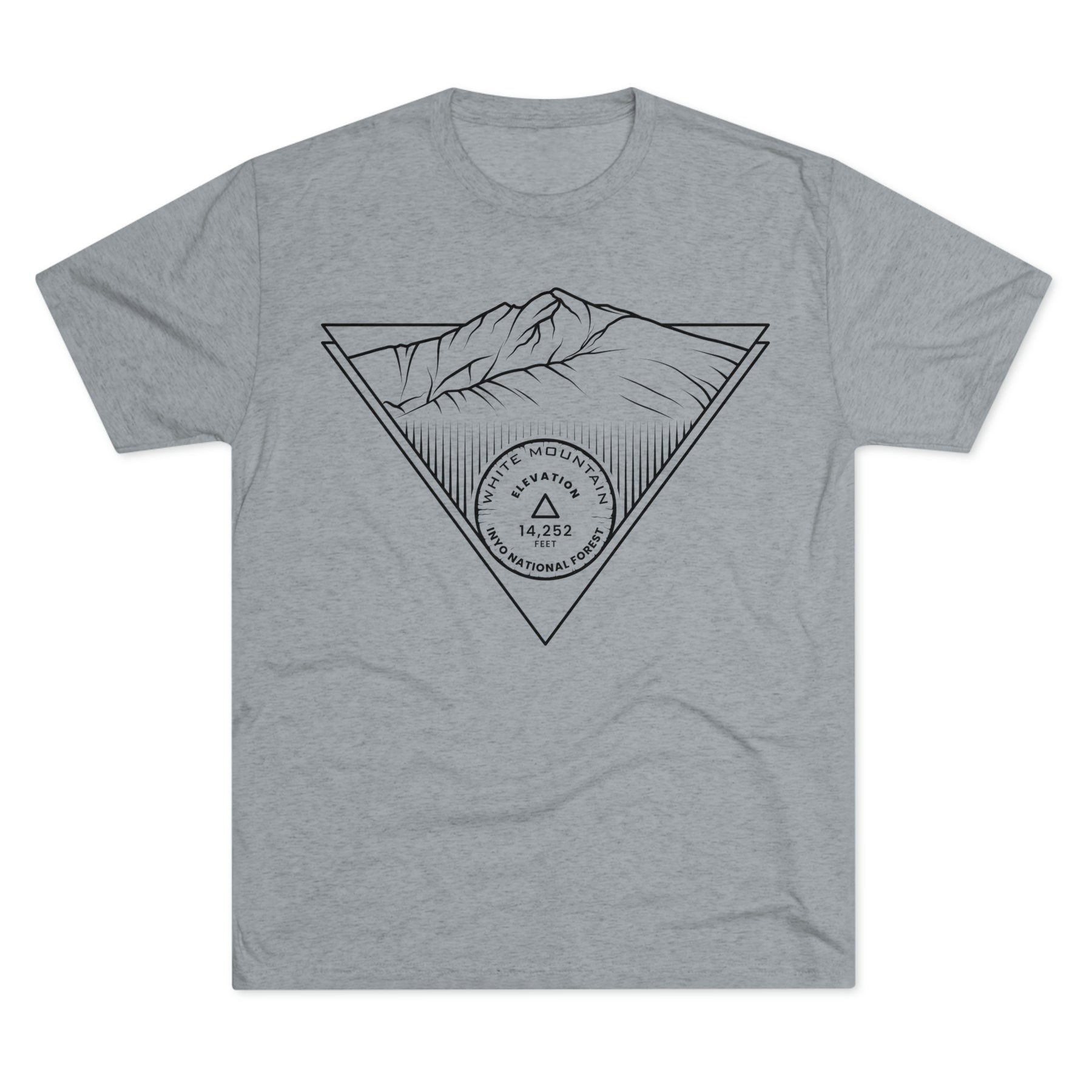 White Mountain Peak Minimalist Line Art CA 14er Unisex Tri-Blend Crew Tee T Shirt