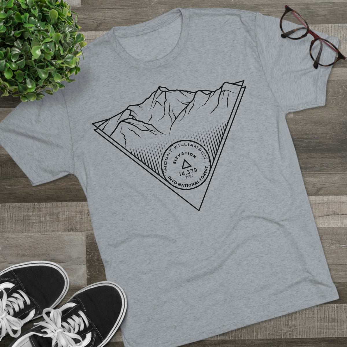 Mount Williamson Peak Minimalist Line Art CA 14er Unisex Tri-Blend Crew Tee T Shirt