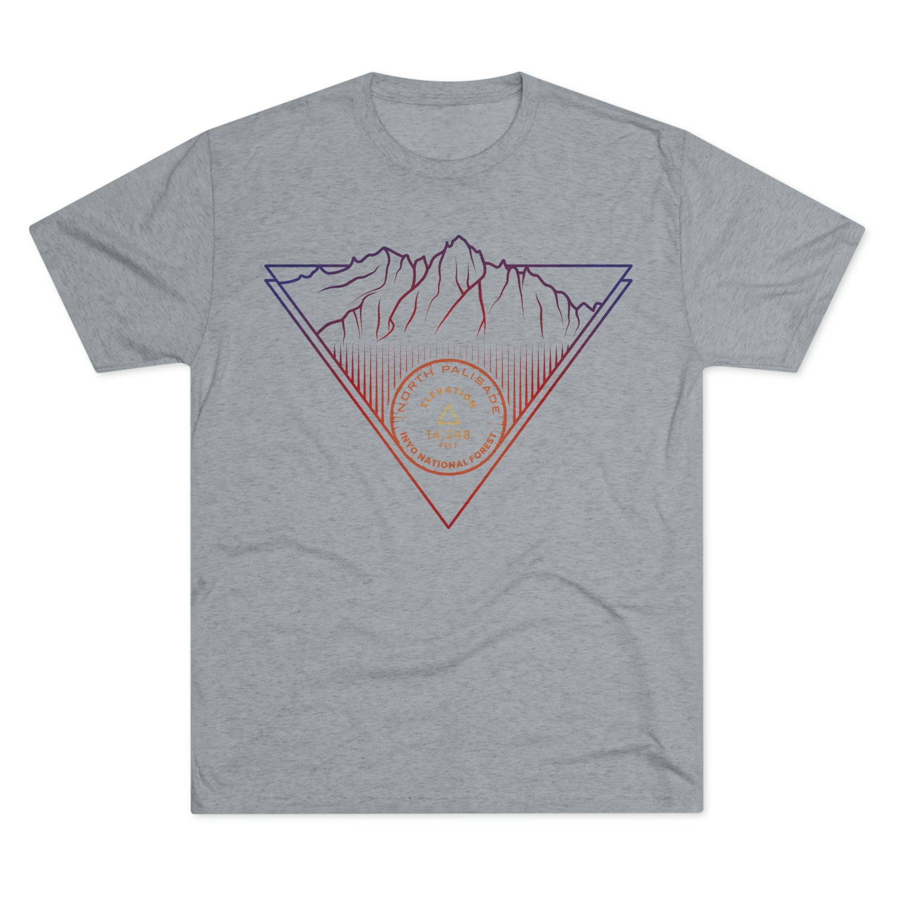 North Palisade Peak Minimalist Line Art CA 14er Unisex Tri-Blend Crew Tee T Shirt