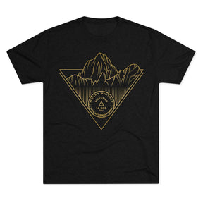 Mount Whitney Peak Minimalist Line Art CA 14er Unisex Tri-Blend Crew Tee T Shirt Gold Black
