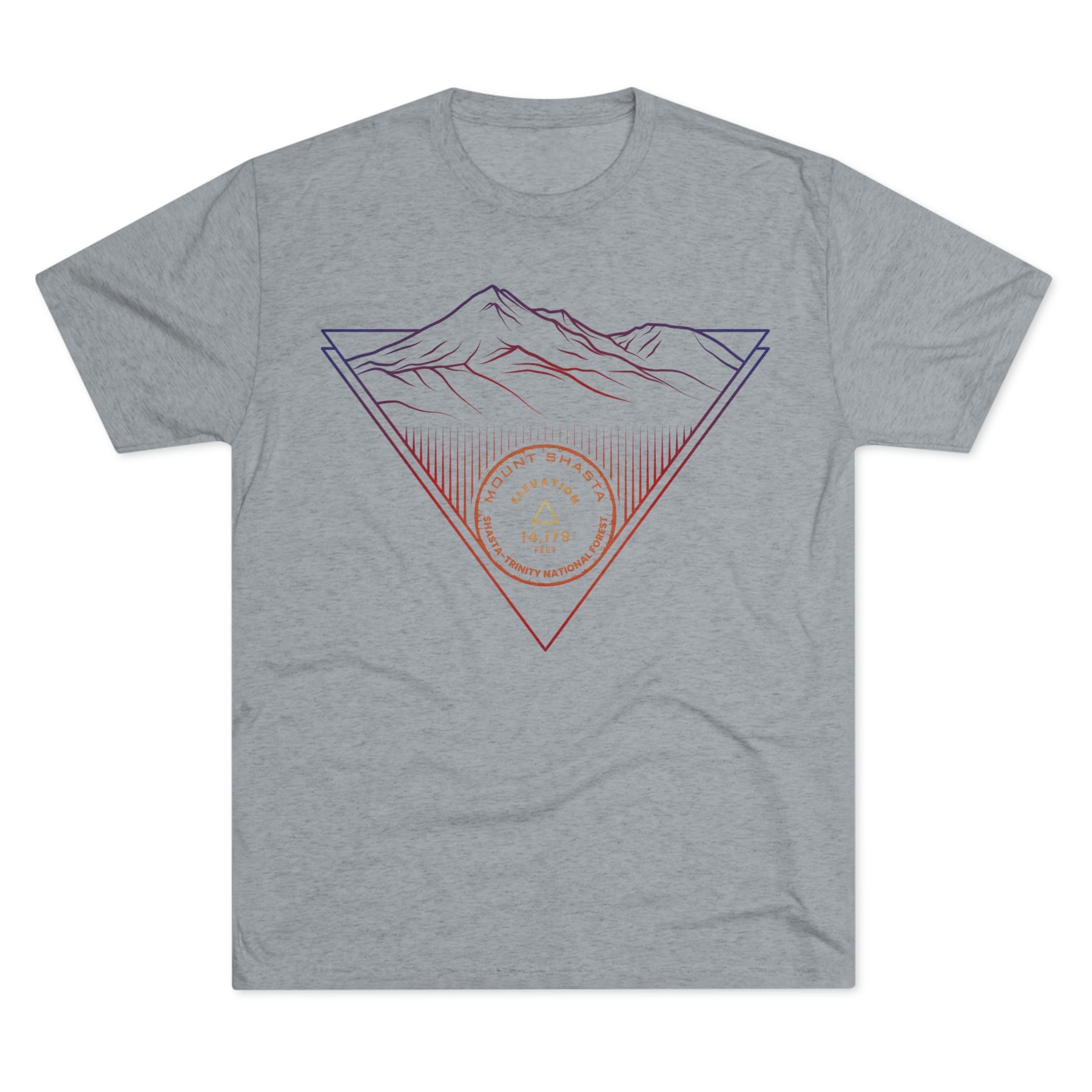 Mount Shasta Peak Minimalist Line Art CA 14er Unisex Tri-Blend Crew Tee T Shirt