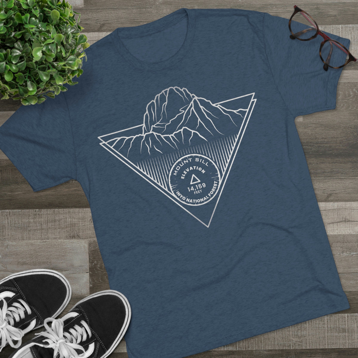 Mount Sill Peak Minimalist Line Art CA 14er Unisex Tri-Blend Crew Tee T Shirt