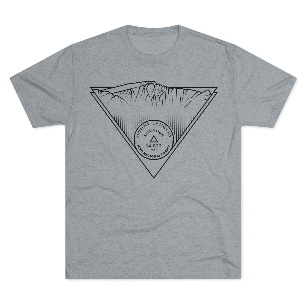 Mount Langley Peak Minimalist Line Art CA 14er Unisex Tri-Blend Crew Tee T Shirt