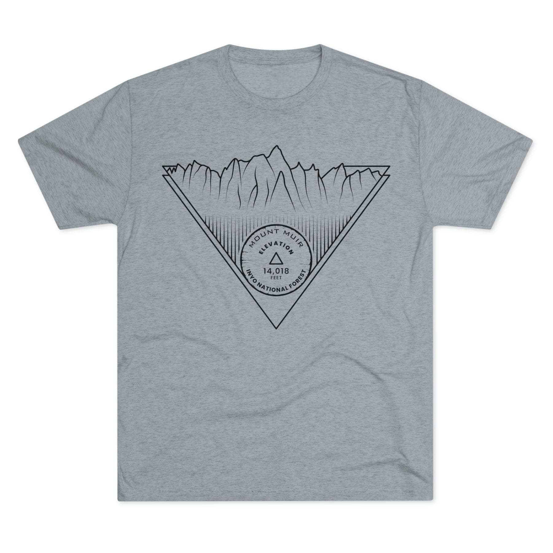 Mount Muir Peak Minimalist Line Art CA 14er Unisex Tri-Blend Crew Tee T Shirt