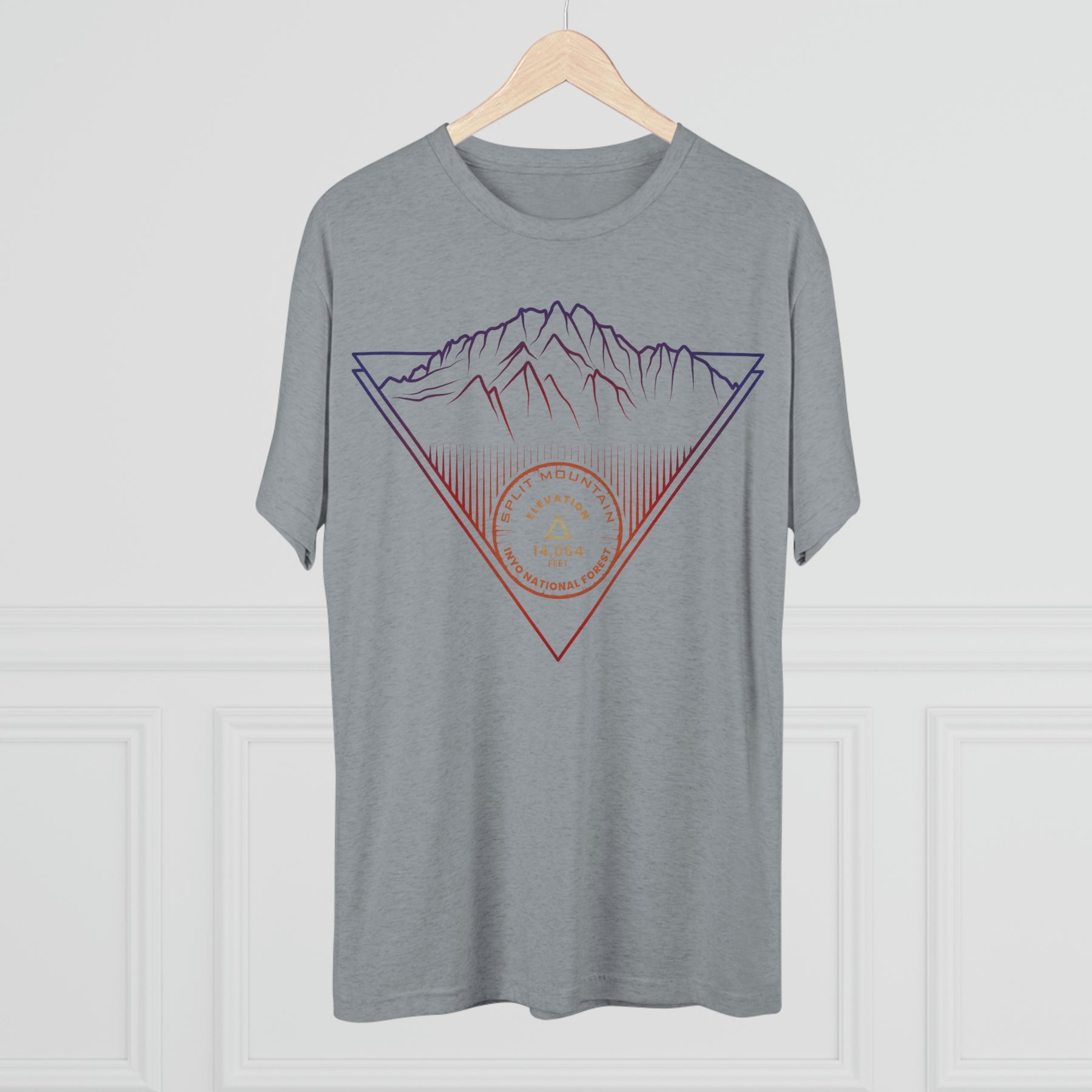 Split Mountain Peak Minimalist Line Art CA 14er Unisex Tri-Blend Crew Tee T Shirt