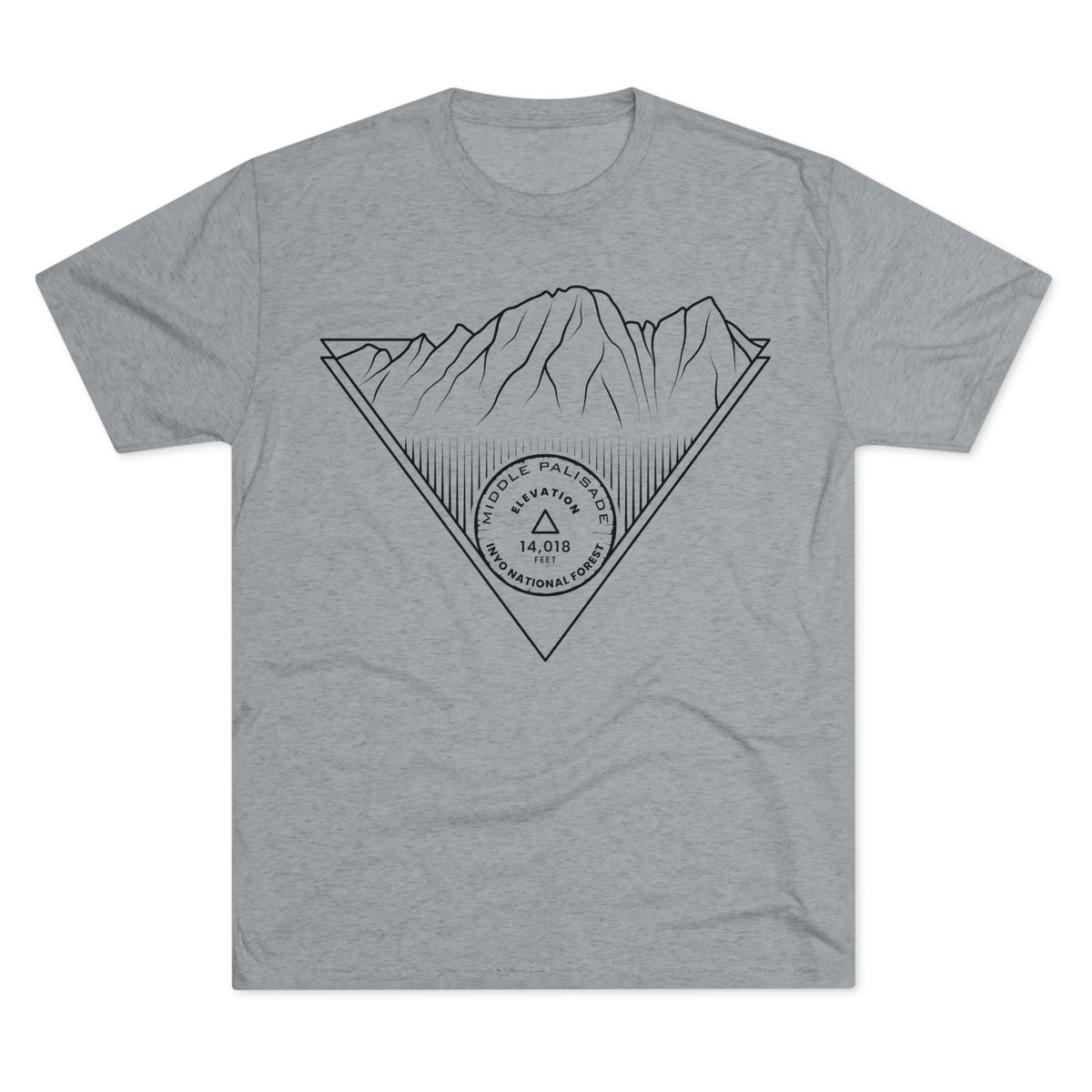 Middle Palisade Peak Minimalist Line Art CA 14er Unisex Tri-Blend Crew Tee T Shirt