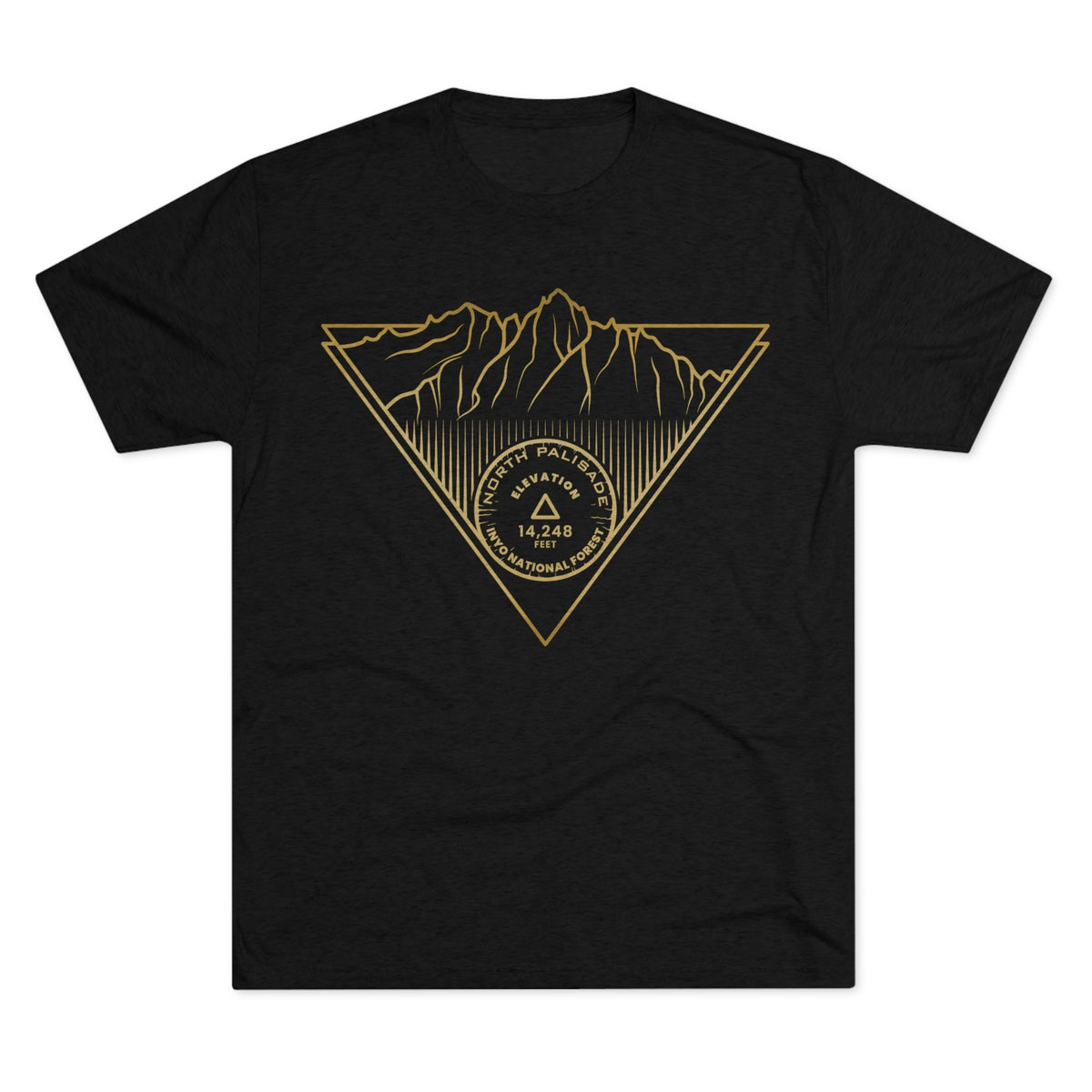 North Palisade Peak Minimalist Line Art CA 14er Unisex Tri-Blend Crew Tee T Shirt