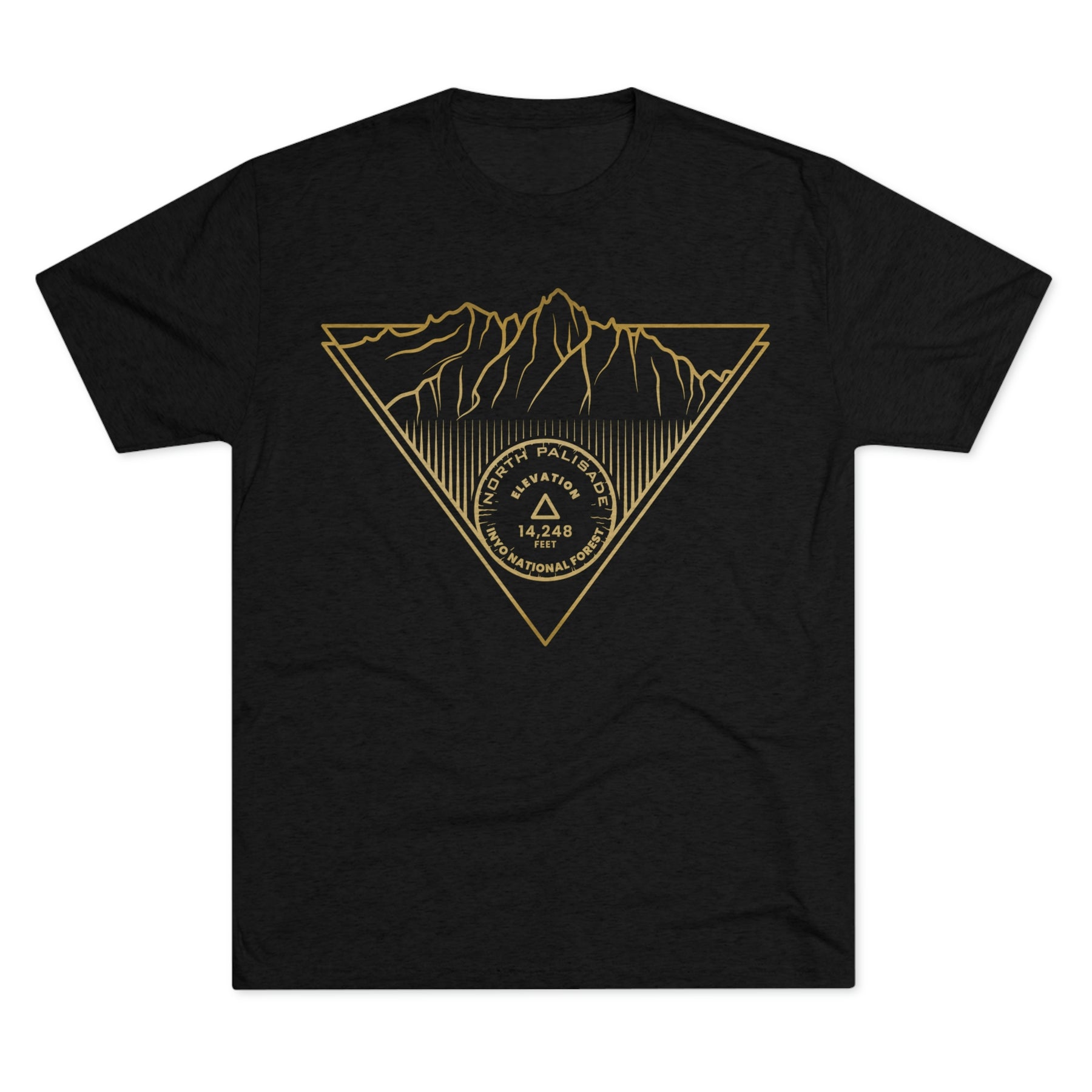 North Palisade Peak Minimalist Line Art CA 14er Unisex Tri-Blend Crew Tee T Shirt