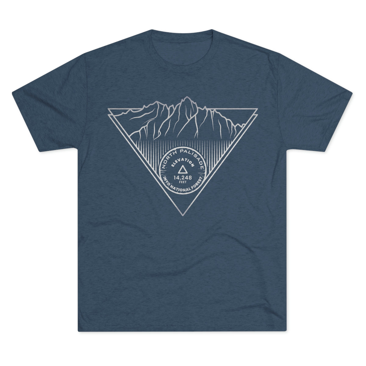 North Palisade Peak Minimalist Line Art CA 14er Unisex Tri-Blend Crew Tee T Shirt