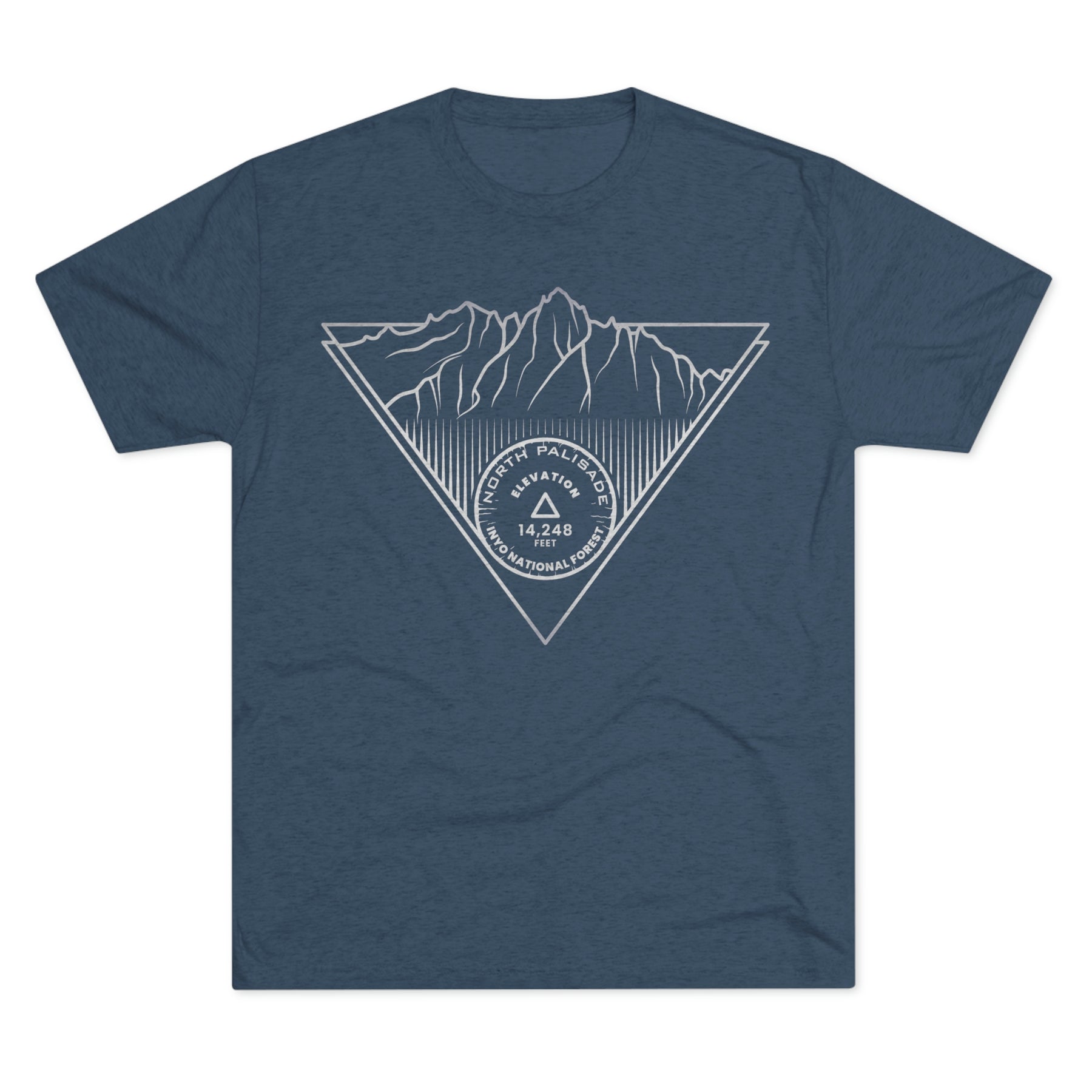 North Palisade Peak Minimalist Line Art CA 14er Unisex Tri-Blend Crew Tee T Shirt