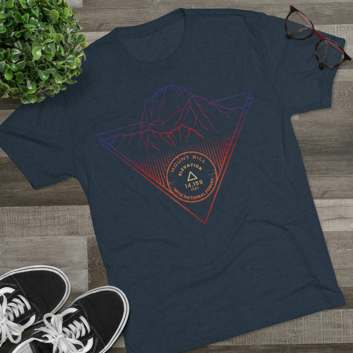 Mount Sill Peak Minimalist Line Art CA 14er Unisex Tri-Blend Crew Tee T Shirt