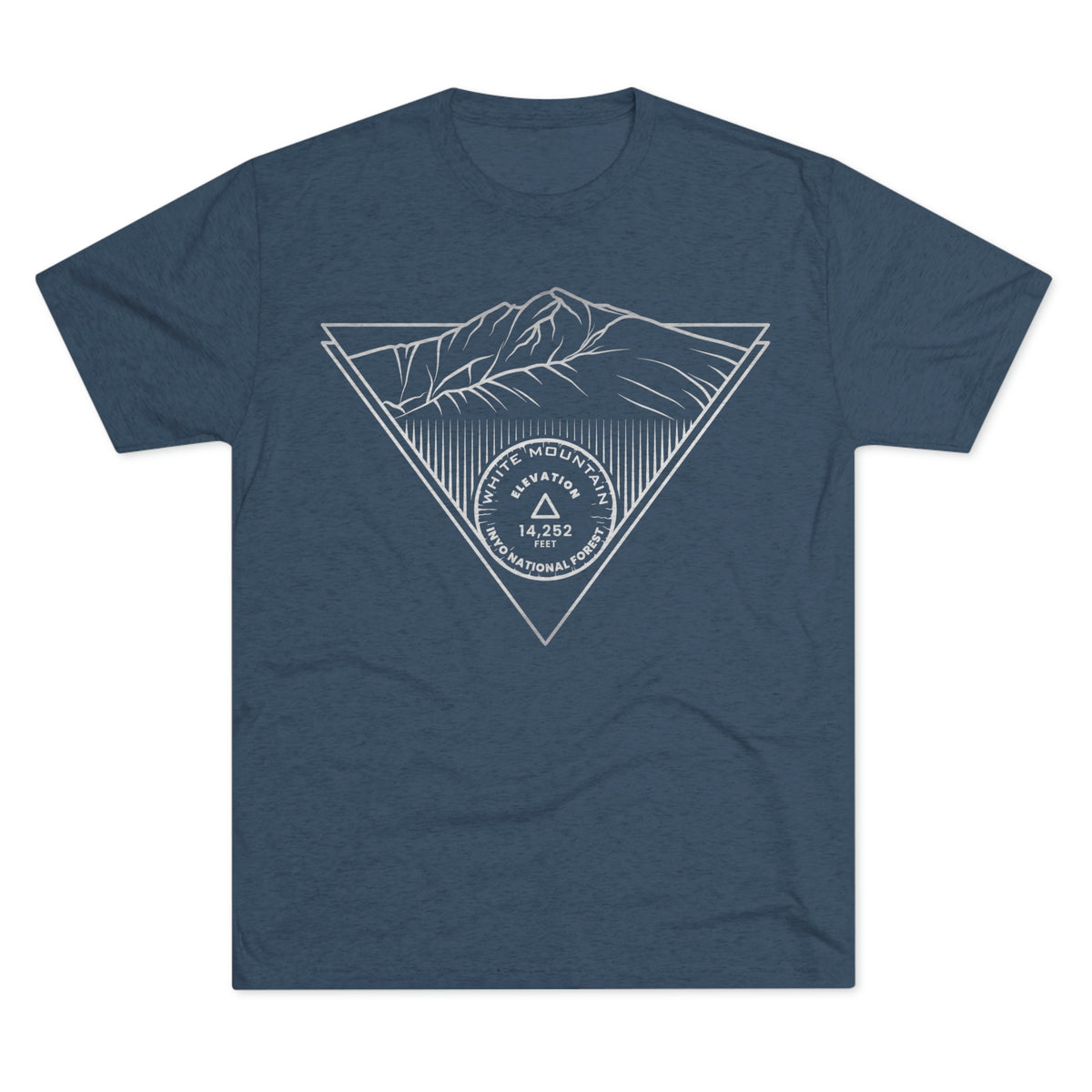 White Mountain Peak Minimalist Line Art CA 14er Unisex Tri-Blend Crew Tee T Shirt