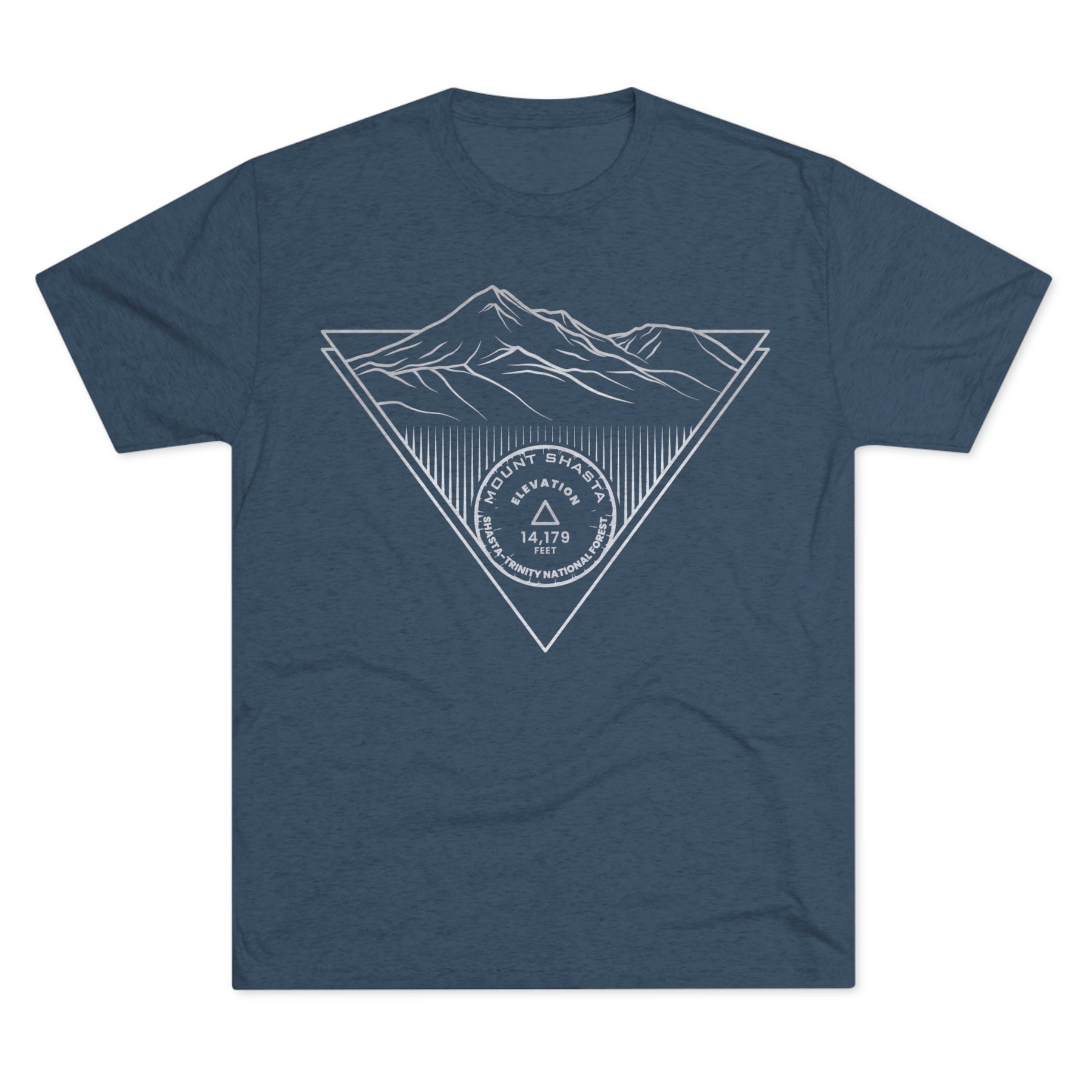 Mount Shasta Peak Minimalist Line Art CA 14er Unisex Tri-Blend Crew Tee T Shirt