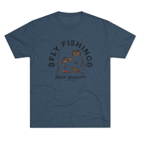 Vintage Fly Fishing Gear Retro Unisex Tri-Blend Crew Tee T shirt