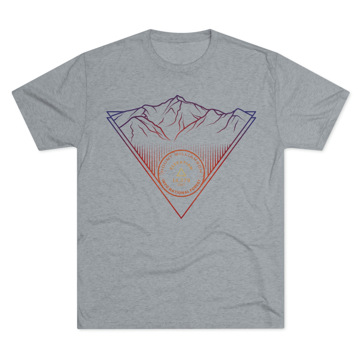 Mount Williamson Peak Minimalist Line Art CA 14er Unisex Tri-Blend Crew Tee T Shirt