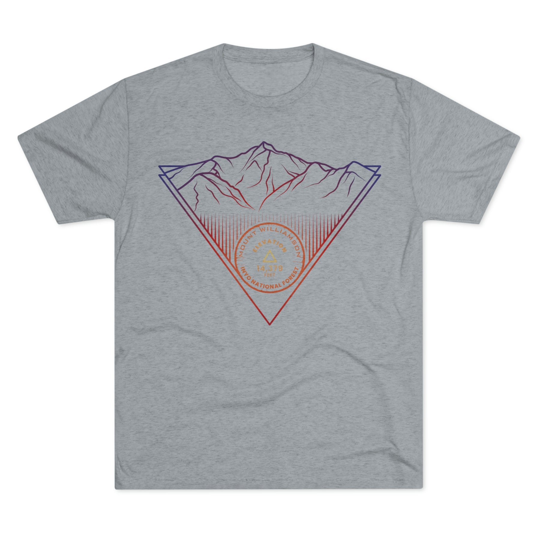 Mount Williamson Peak Minimalist Line Art CA 14er Unisex Tri-Blend Crew Tee T Shirt