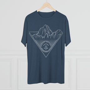 Mount Whitney Peak Minimalist Line Art CA 14er Unisex Tri-Blend Crew Tee T Shirt Silver Indigo