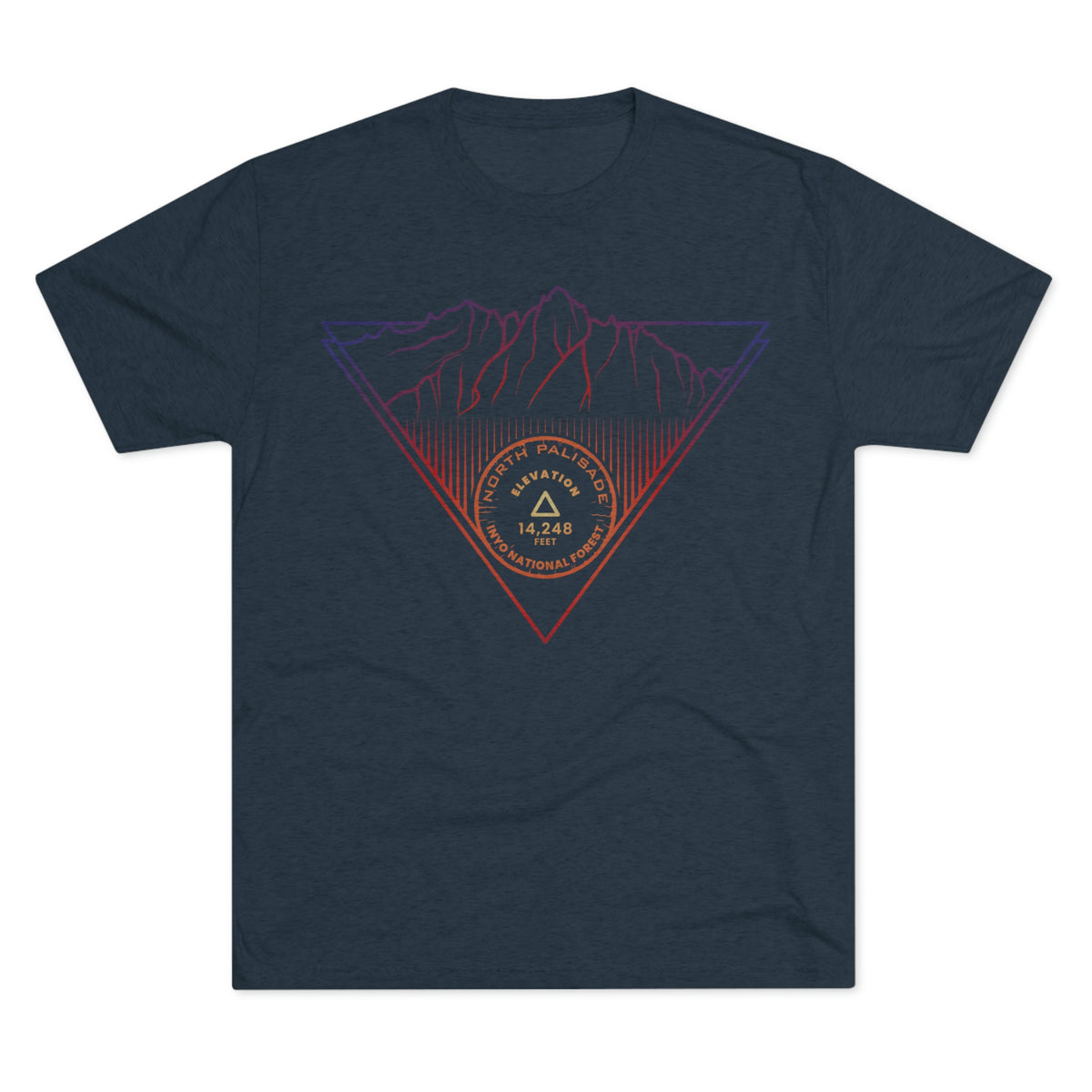 North Palisade Peak Minimalist Line Art CA 14er Unisex Tri-Blend Crew Tee T Shirt