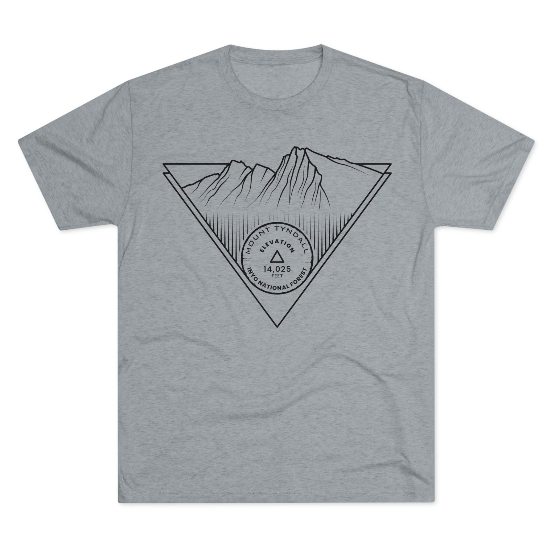 Mount Tyndall Peak Minimalist Line Art CA 14er Unisex Tri-Blend Crew Tee T Shirt