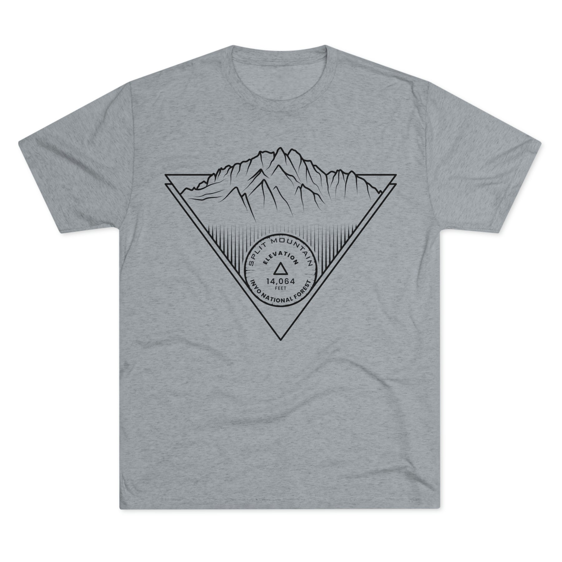 Split Mountain Peak Minimalist Line Art CA 14er Unisex Tri-Blend Crew Tee T Shirt