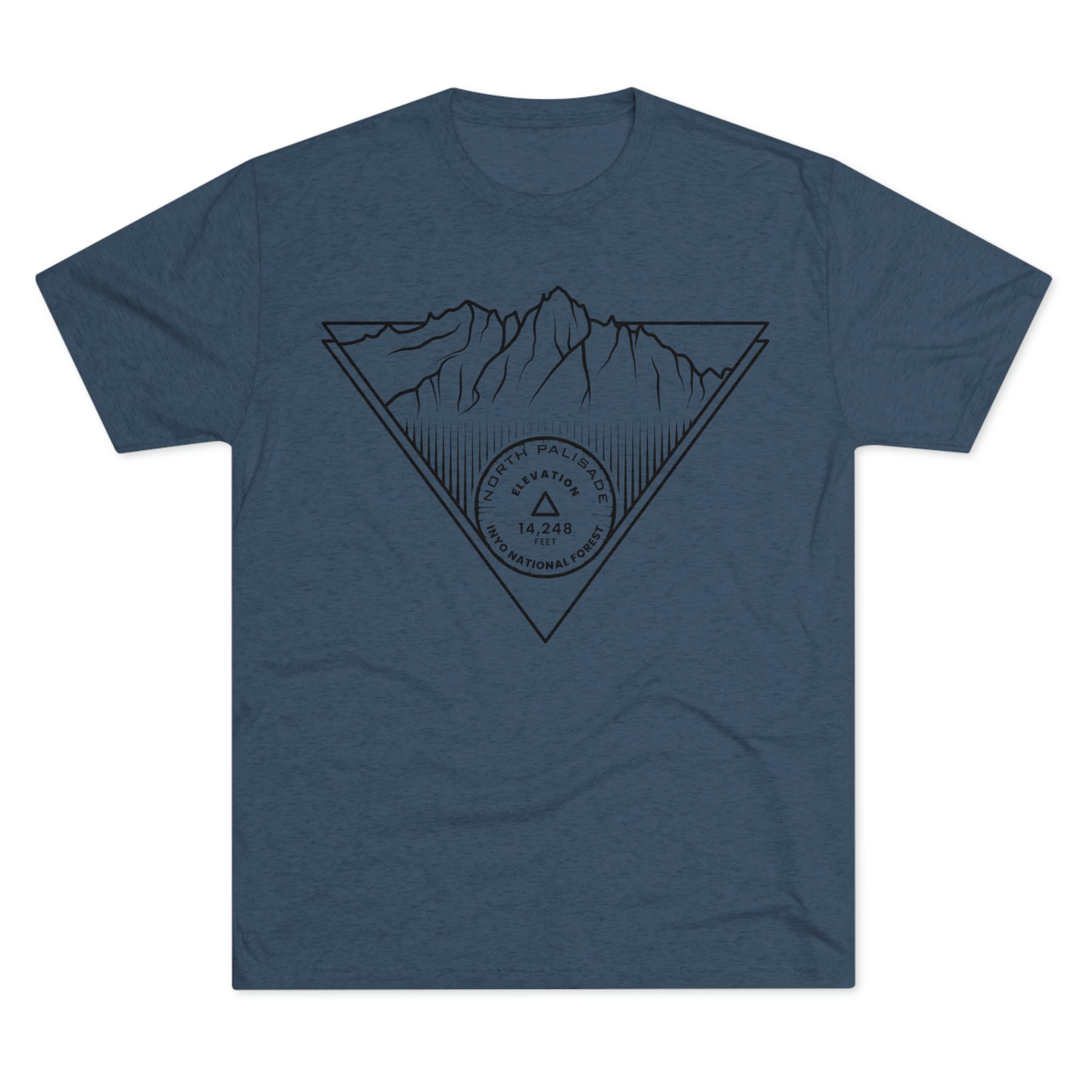 North Palisade Peak Minimalist Line Art CA 14er Unisex Tri-Blend Crew Tee T Shirt