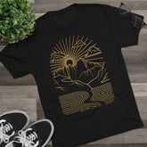 Golden Mountain Portal Minimalist Line Art  T Shirt