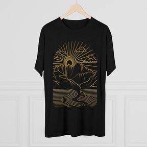Golden Mountain Portal Minimalist Line Art  T Shirt