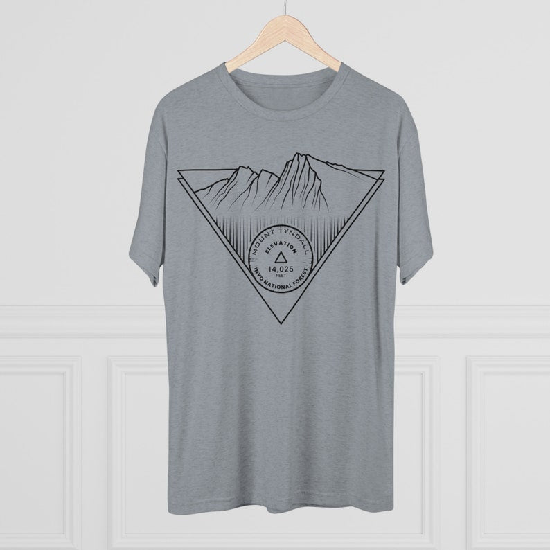 Mount Tyndall Peak Minimalist Line Art CA 14er T Shirt